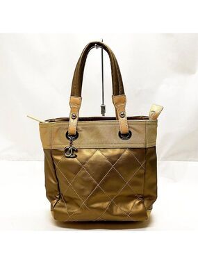 Chanel Hand Bag Gold Coated Canvas 495-081325